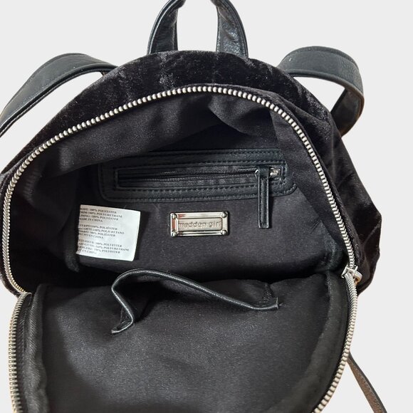 STEVE MADDEN GIRLS BLACK FAUX VELVET MINI STUDDED BACKPACK - Picture 10 of 14